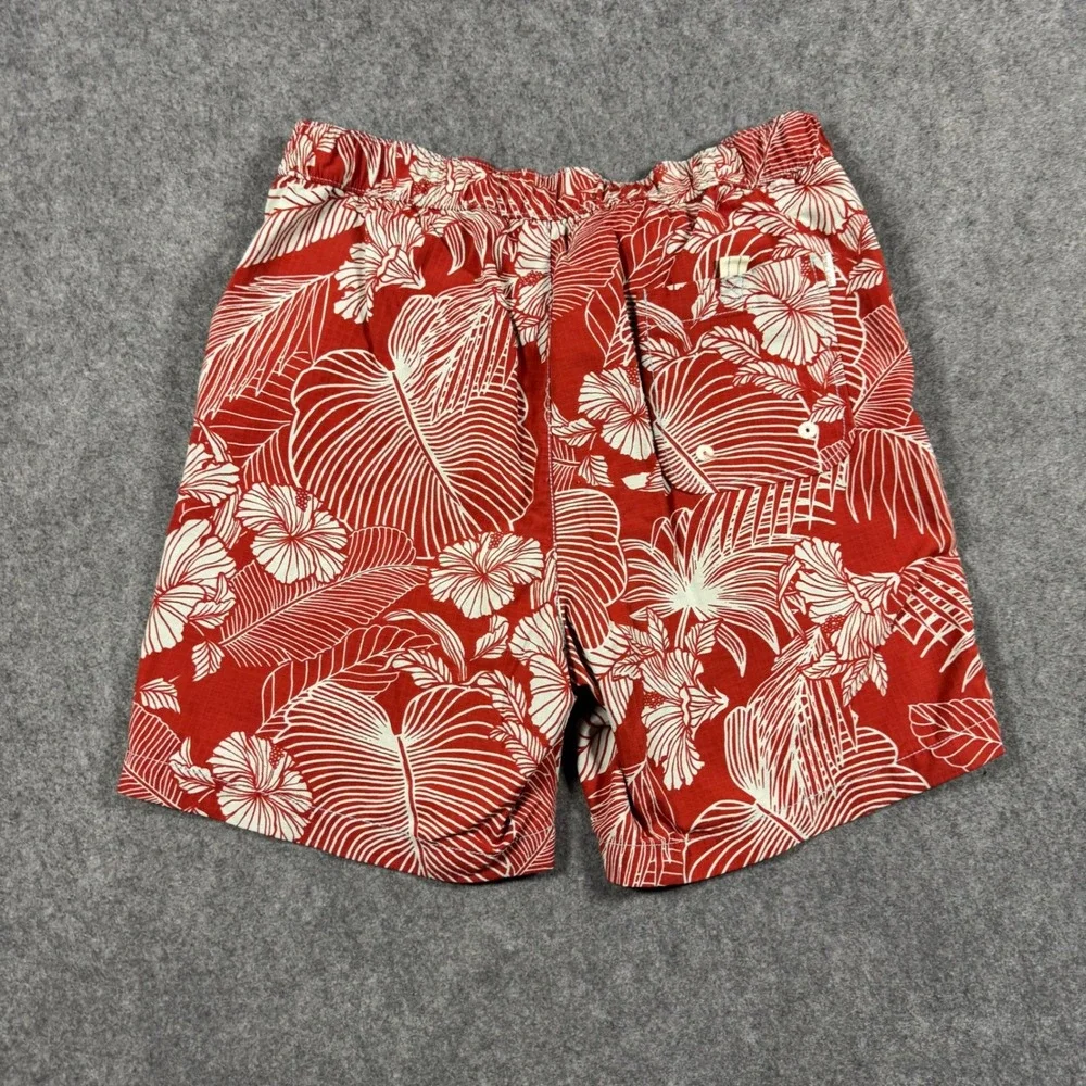 Tommy Bahama Swim Trunks Mens S Red White Hibiscus Floral Nylon Board Shorts 6in